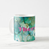 Aquarelldesign mit persönlichem Namen für Blume Kaffeetasse (Vorderseite Links)
