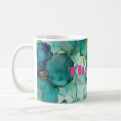 Aquarelldesign mit persönlichem Namen für Blume Kaffeetasse (Links)