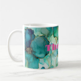Aquarelldesign mit persönlichem Namen für Blume Kaffeetasse