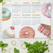 Aquarelldessert Donut 2026 Kalender Geschirrtuch (Gefaltet)
