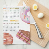 Aquarelldessert Donut 2026 Kalender Geschirrtuch (Viertel Falte)