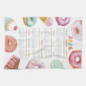 Aquarelldessert Donut 2026 Kalender Geschirrtuch (Horizontal)