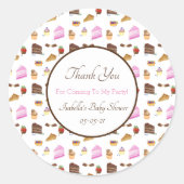Aquarelldesserts für Babydusche Danke Runder Aufkleber (Vorderseite)