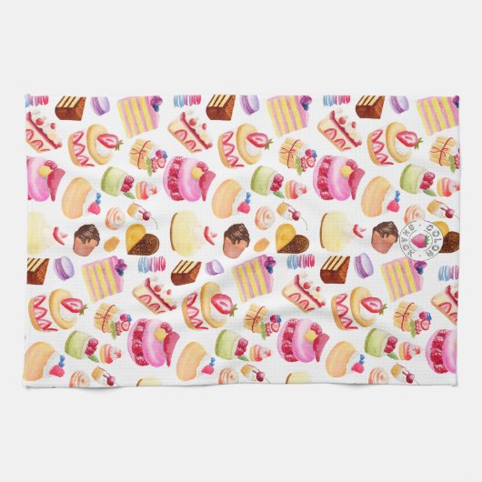 Aquarelldesserts und Gebäck Geschirrtuch (Horizontal)