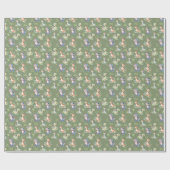 Aquarelldinosaurier auf Olive Green Geschenkpapier (Flach)