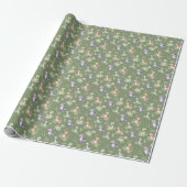 Aquarelldinosaurier auf Olive Green Geschenkpapier (Ungerollt)