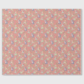 Aquarelldinosaurier auf Rosa Geschenkpapier (Flach)