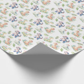 Aquarelldinosaurier auf Weiß Geschenkpapier (Ecke)