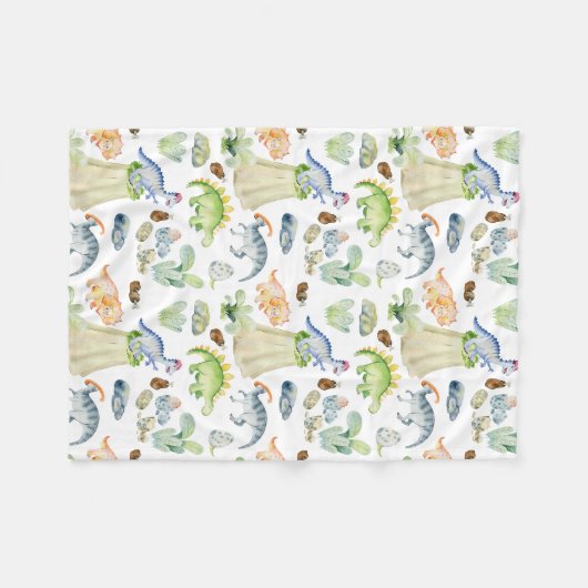 Aquarelldinosaurier für Kinder Fleecedecke (Vorderseite (Horizontal))
