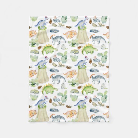 Aquarelldinosaurier für Kinder Fleecedecke (Vorderseite)