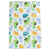 Aquarelldinosaurier Nahtloses Muster Mittlere Geschenktüte (Rückseite)