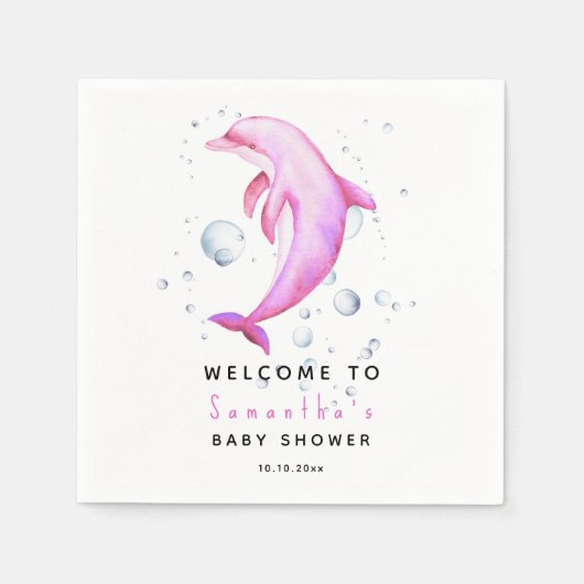Aquarelldolphin BEGRÜSSEN Baby-Dusche Serviette (Vorderseite)