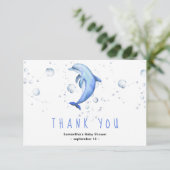 Aquarelldolphin - Danke, Baby Dusche Dankeskarte (Stehend Vorderseite)