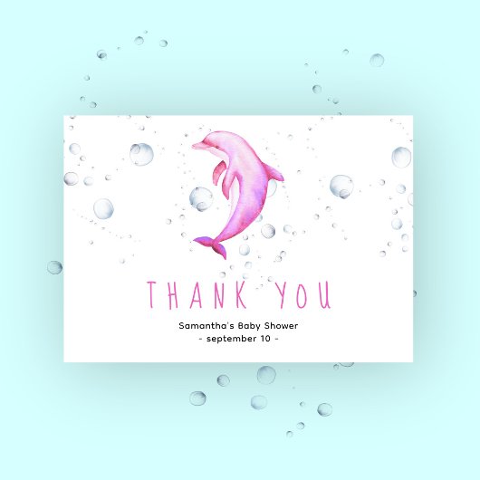 Aquarelldolphin - Danke, Baby Dusche Dankeskarte