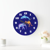 Aquarelldolphin, Elephant und Kangaroo Große Wanduhr (Zuhause)