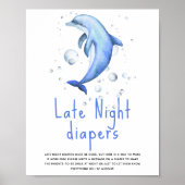 Aquarelldolphin - Späte Nacht Windeln Poster (Vorne)
