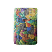 Aquarelldorf mit bunten Häusern Badematte (Vorderseite Vertikal)