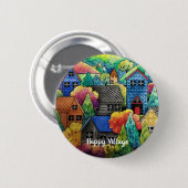 Aquarelldorf mit bunten Häusern Button (Vorne & Hinten)