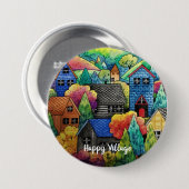 Aquarelldorf mit bunten Häusern Button (Vorne & Hinten)