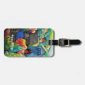 Aquarelldorf mit bunten Häusern Gepäckanhänger (Vorderseite horizontal)