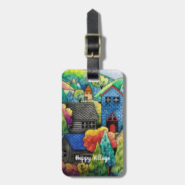 Aquarelldorf mit bunten Häusern Gepäckanhänger