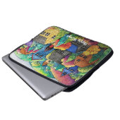 Aquarelldorf mit bunten Häusern Laptopschutzhülle (Vorne Knopf)