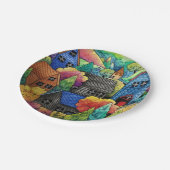 Aquarelldorf mit bunten Häusern Pappteller (Schrägansicht)