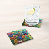 Aquarelldorf mit bunten Häusern Rechteckiger Pappuntersetzer (Vor Ort)