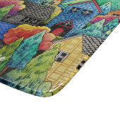 Aquarelldorf mit bunten Häusern Schneidebrett (Ecke)