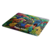 Aquarelldorf mit bunten Häusern Schneidebrett (Ecke)