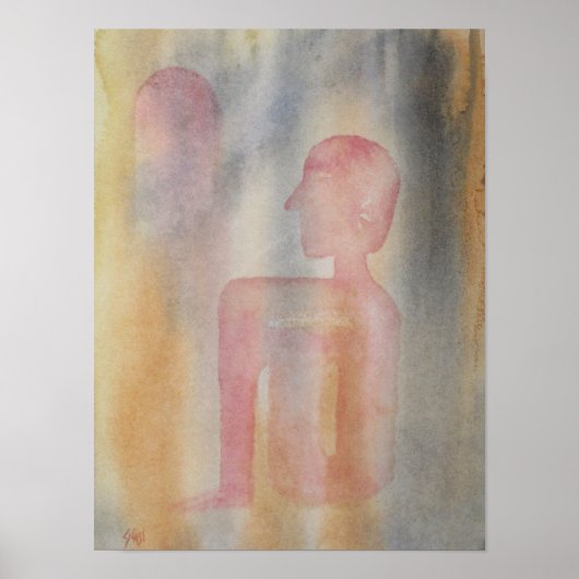 Aquarelldruck der Nacht des Roten Mond Poster (Vorne)