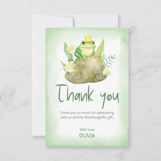 Aquarelldruckerin Frog Baby Dusche Dankeskarte (Vorderseite)