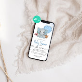 Aquarelldusche Blue Elephant Baby Dusche Einladung