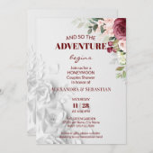 Aquarelldusche Blume Flitterwochen Einladung (Vorne/Hinten)