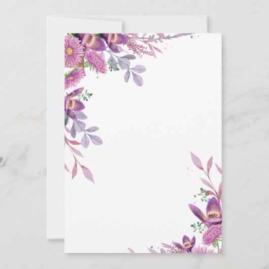 Aquarelldusche Blume Flitterwochen Einladung (Rückseite)