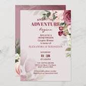 Aquarelldusche Blume Flitterwochen Einladung (Vorne/Hinten)