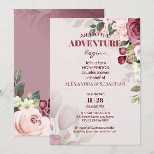 Aquarelldusche Blume Flitterwochen Einladung