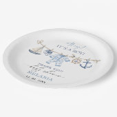 Aquarelldusche ist eine Babydusche Pappteller (Schrägansicht)