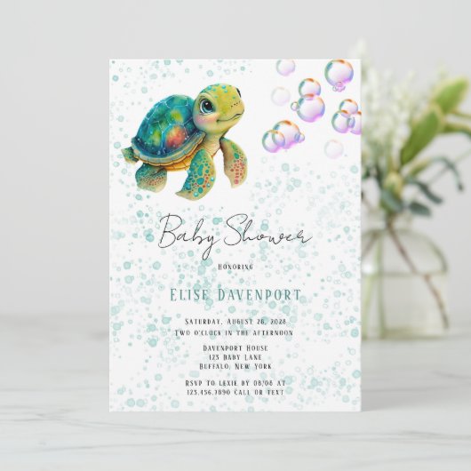 Aquarelldusche Kinderdusche Einladung (Stehend Vorderseite)