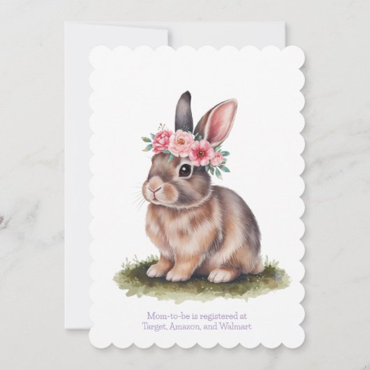 Aquarelldusche mit Blume Crown Babydusche Einladung (Rückseite)