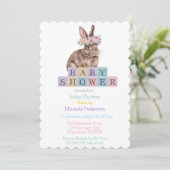 Aquarelldusche mit Blume Crown Babydusche Einladung (Stehend Vorderseite)