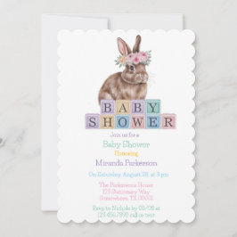 Aquarelldusche mit Blume Crown Babydusche Einladung