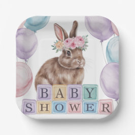 Aquarelldusche mit Blume Crown Babydusche Pappteller