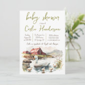 Aquarelldusche mit Ducklings Babydusche Einladung (Stehend Vorderseite)