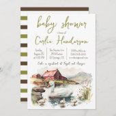 Aquarelldusche mit Ducklings Babydusche Einladung (Vorne/Hinten)