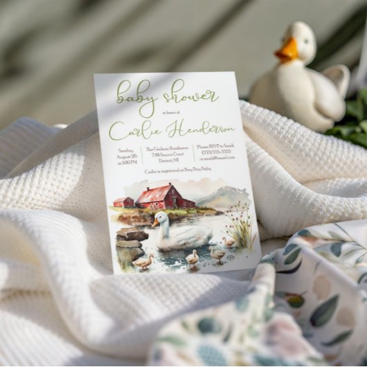 Aquarelldusche mit Ducklings Babydusche Einladung