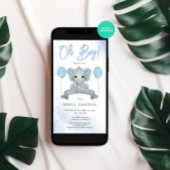 Aquarelldusche Niedlich Blue Elephant Baby Dusche Einladung