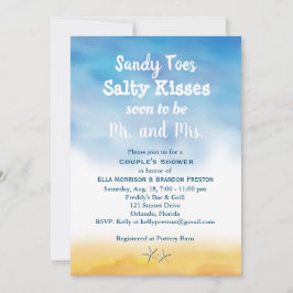 Aquarelldusche Sandy Toes Couple - Himmel & Sand Einladung