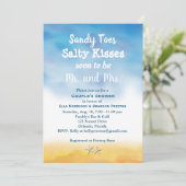 Aquarelldusche Sandy Toes Couple - Himmel & Sand Einladung (Stehend Vorderseite)