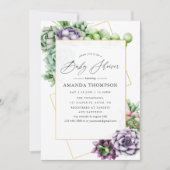 Aquarelldusche Succulent Geometric Baby Dusche Einladung (Vorderseite)